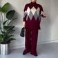 Modieuze kleurblokkerende ruitjes trui & broek set