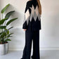 Modieuze kleurblokkerende ruitjes trui & broek set