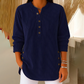 📢📢50% de réduction ! 👗✨ Haut Henley Femme en Velours Côtelé – Coupe Fluide, Détails Boutonnés & Élégance Intemporelle pour Tous les Jours !