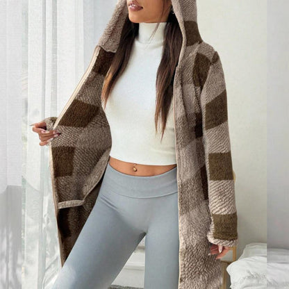 🔥Aanbiedingen - Geruite hoodie met rits voor dames