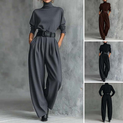 Elegante Damesset: Coltrui Top & Hoge Taille Broek