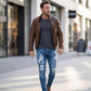 Modieuze gescheurde skinny jeans voor heren