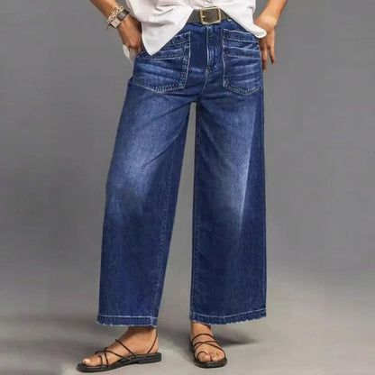 👖NU 50% KORTING! ✨ Casual damesjeans met hoge taille en wijde pijpen – flatterende pasvorm, comfortabel stretchmateriaal en moeiteloze stijl 👖