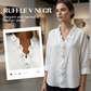 Damesblouse met ruches, V-hals en lange mouwen