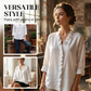 Damesblouse met ruches, V-hals en lange mouwen