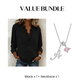 Damesblouse met ruches, V-hals en lange mouwen