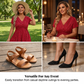 🔥 HALVE PRIJS 👗 Glitter Feestjurk voor Dames – Gedraaide Voorkant, Korte Mouwen & Verborgen Zakken | Elegant en Comfortabel ✨