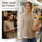 Casual top in effen kleur met knoopjes en zijsplit