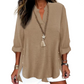 Casual top in effen kleur met knoopjes en zijsplit
