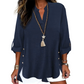 Casual top in effen kleur met knoopjes en zijsplit