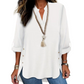 Casual top in effen kleur met knoopjes en zijsplit