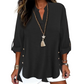 Casual top in effen kleur met knoopjes en zijsplit