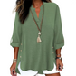 Casual top in effen kleur met knoopjes en zijsplit