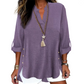 Casual top in effen kleur met knoopjes en zijsplit