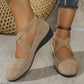 Elegante schoenen met elastische bandjes en lage sleehak in effen kleur