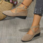 Elegante schoenen met elastische bandjes en lage sleehak in effen kleur