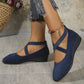 Elegante schoenen met elastische bandjes en lage sleehak in effen kleur