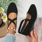 Elegante schoenen met elastische bandjes en lage sleehak in effen kleur
