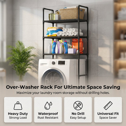🧺 Opbergrek voor Badkamer & Wasruimte – Zonder Boren & Ruimtebesparend ✨