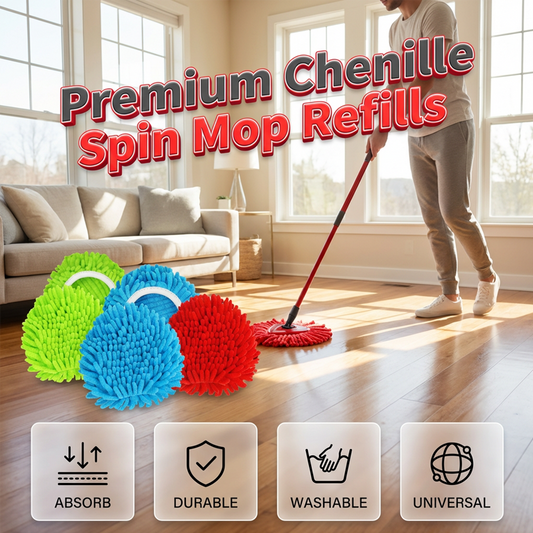 🔥50K+ VERKOCHT⏰ KOOP 2 KRIJG 3 GRATIS🧹 Chenille spinmop vervangdoek, zuigt haren en vocht moeiteloos op