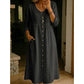 Casual linnen midi-jurk met V-hals en knoopsluiting voor dames
