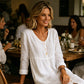 Casual linnen midi-jurk met V-hals en knoopsluiting voor dames