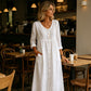 Casual linnen midi-jurk met V-hals en knoopsluiting voor dames