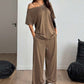 ⏳Tijdelijke aanbieding⏰Tweedelige set voor dames: top met blote schouders en broek