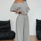 ⏳Tijdelijke aanbieding⏰Tweedelige set voor dames: top met blote schouders en broek