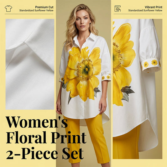 Tweedelige set met bloemenprint voor dames | Chique oversized top + cropped broek, helemaal klaar voor een vakantie! 🌸✨