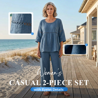 🥳HETE UITVERKOOP 2026🥳💞Meer dan 50K+ verkocht! Casual tweedelige damesset met oogjesdetails