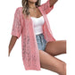 👚 Nu met 50% korting! 🌸 Damesvest met korte mouwen en opengewerkte brei-details