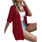 👚 Nu met 50% korting! 🌸 Damesvest met korte mouwen en opengewerkte brei-details