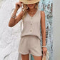 Casual tweedelige set voor dames met V-hals en zonder mouwen