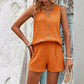 Casual tweedelige set voor dames met V-hals en zonder mouwen