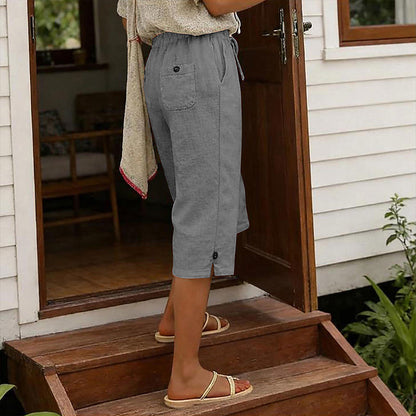 Casual cropped broek voor dames met knoopdetails