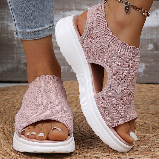 Ademende gebreide plateausandalen voor dames