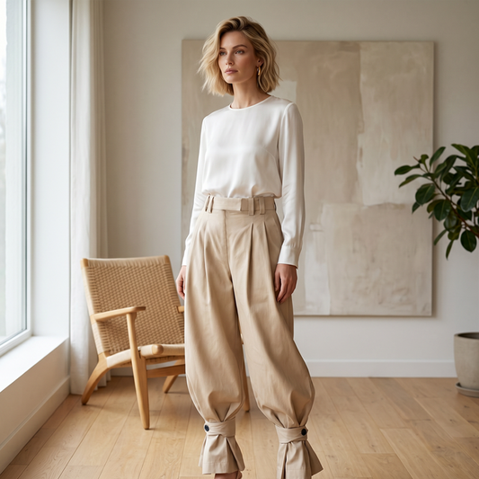 🎈✨ 50% KORTING! Stop met het wurmen in skinny jeans! Deze geplooide damesbroek met ballonpijpen en schattige ruches geeft je benen de vrijheid die ze verdienen – elastische taille, luchtige pasvorm, en een retro look die alle hoofden laat draaien!
