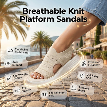 Ademende gebreide plateausandalen voor dames