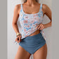 👙🌸 Tankini-zwempak met bloemenprint en hoge taille voor dames – buikcorrigerend, bescheiden bedekking, verstelbare bandjes, uitneembare vullingen. Perfect voor het strand, het zwembad en de huwelijksreis! 🌊💕☀️