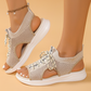 Ademende gebreide sandalen met sleehak en open teen voor dames