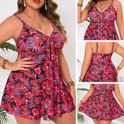 👙Nieuwe collectie: 50% KORTING! ☀️Dameszwemjurkje met spaghettibandjes en driehoekig broekje – set in grote maten