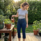 Capri-jeans met hoge taille en uitlopende pijpen voor dames