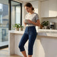 Capri-jeans met hoge taille en uitlopende pijpen voor dames
