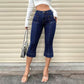 Capri-jeans met hoge taille en uitlopende pijpen voor dames