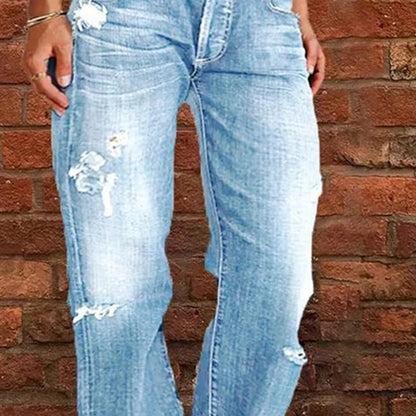 Slim fit flare-jeans met verweerde look voor dames