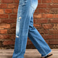 Slim fit flare-jeans met verweerde look voor dames