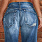 Slim fit flare-jeans met verweerde look voor dames