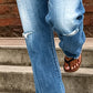 Slim fit flare-jeans met verweerde look voor dames