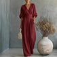 Jumpsuit met V-hals, hoge taille en wijde pijpen voor dames